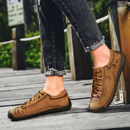 Herren Leder Schuhe Braun Casual