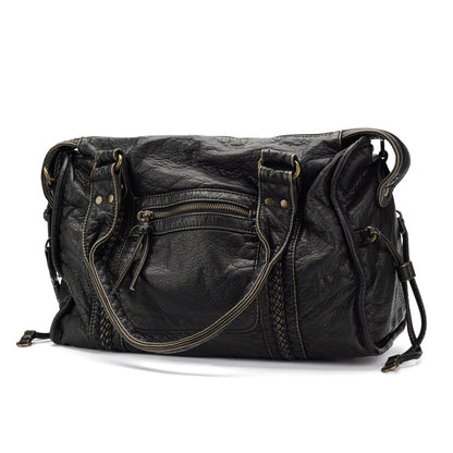 Elegante Lederhandtasche Schwarz Damen