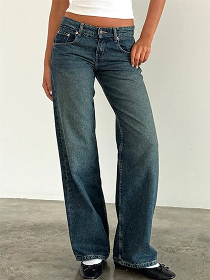 Weite Damen-Jeans Vintage-Stil Relaxed Fit