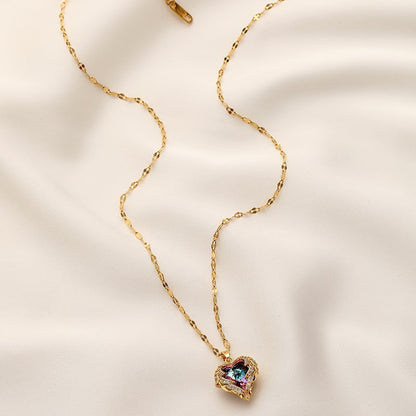 Edelstahl Halskette Zirkon Glitzernd Modern Damen