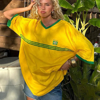 Damen T-Shirt Oversized Retro Style Sportlich