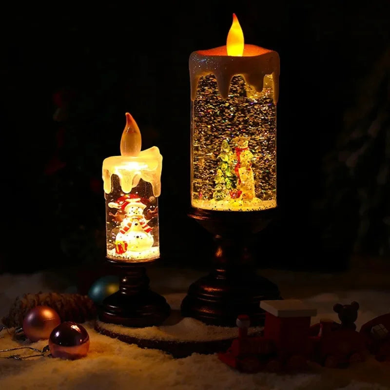 Weihnachtskerze Schneefall Effekt Kerzenlicht Dekorativ