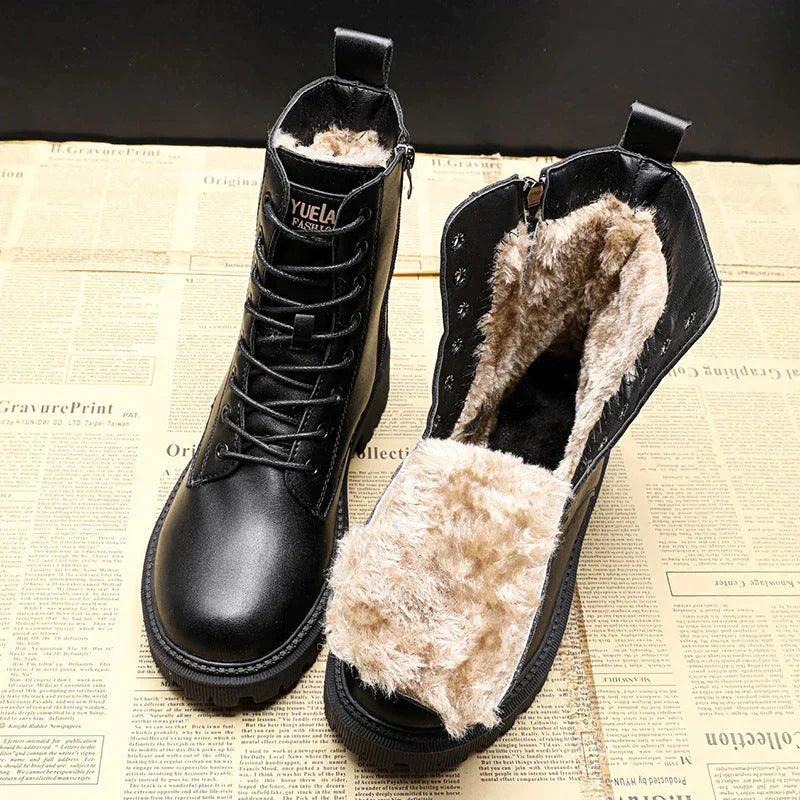 Lederstiefel Damen Elegante Hochglanz Schwarz