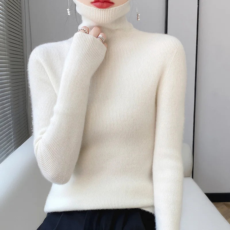 Wollpullover Rollkragen Warm Elegant