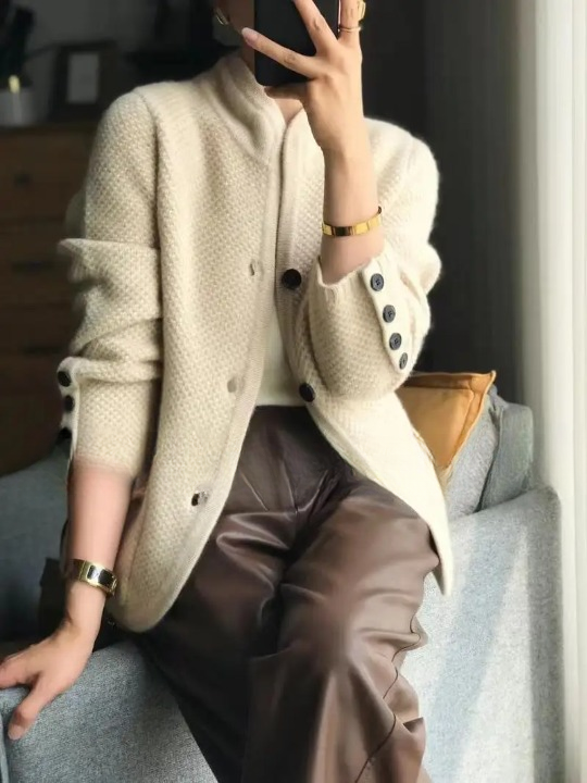 Damen Cardigan Winter Knopfleiste Lang