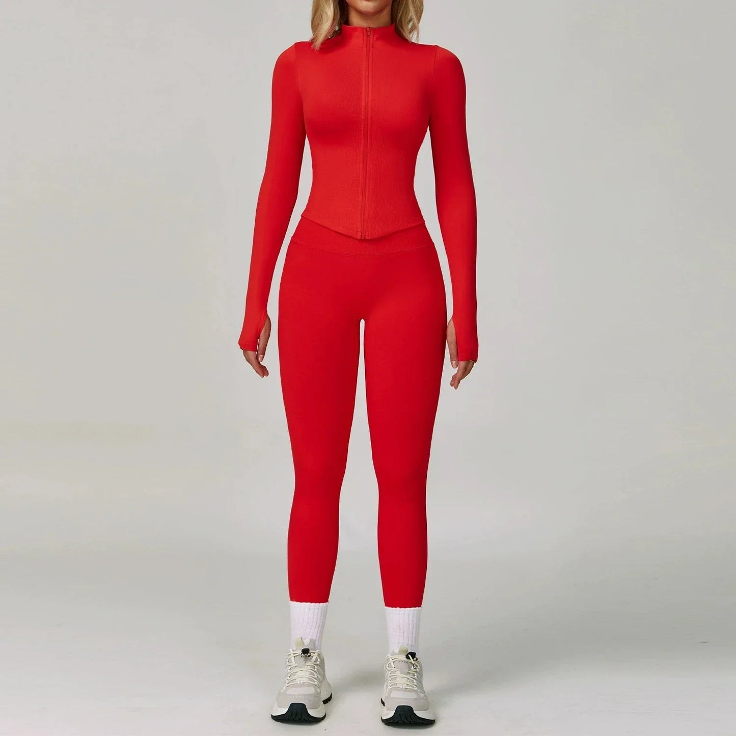Sport Outfit Set Damen 3-teilig Leggings BH Jacke