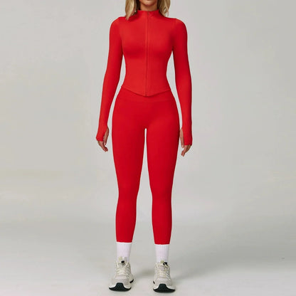 Sport Outfit Set Damen 3-teilig Leggings BH Jacke