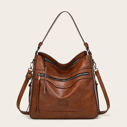 Leder Umhängetasche Elegante Damenhandtasche Schwarz