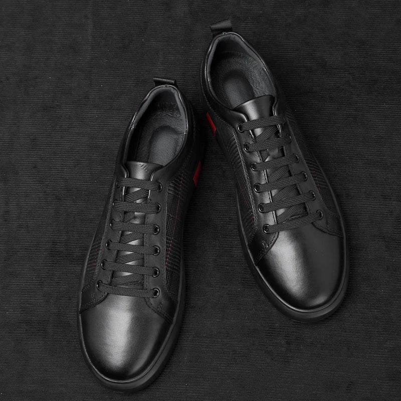 Leder Sneaker Herren Elegante Schwarz