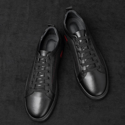 Leder Sneaker Herren Elegante Schwarz