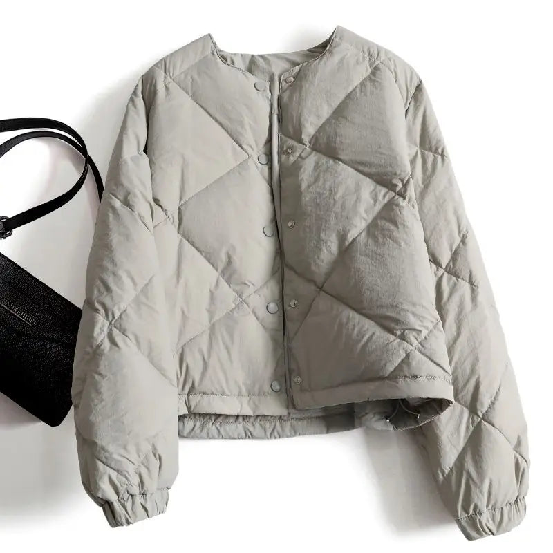 Leicht Gefütterte Damenjacke Druckknopfverschluss Modern
