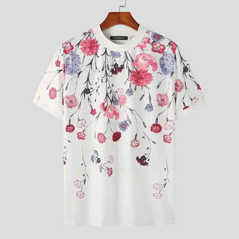 Herren Kurzarmshirt Floral Sommer