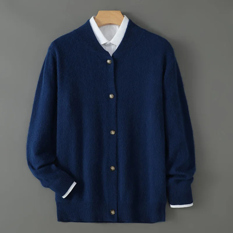 Damen Strickjacke Weich mit Knöpfen Vorne