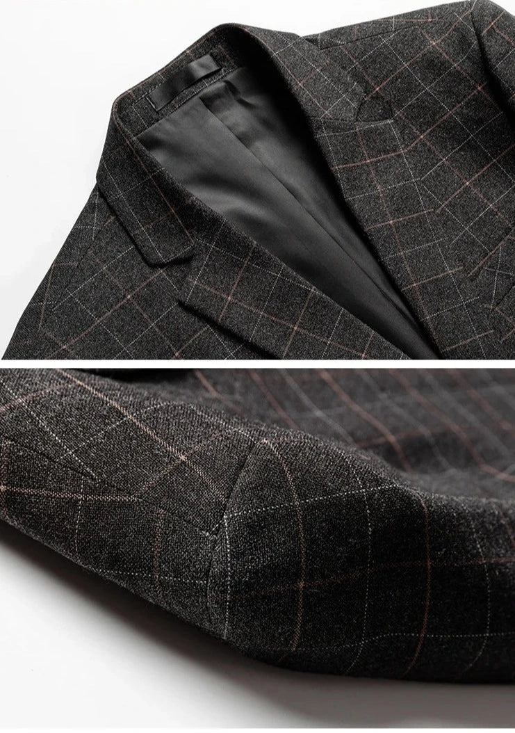 Schwarzer Karo Blazer Modern Slim Fit