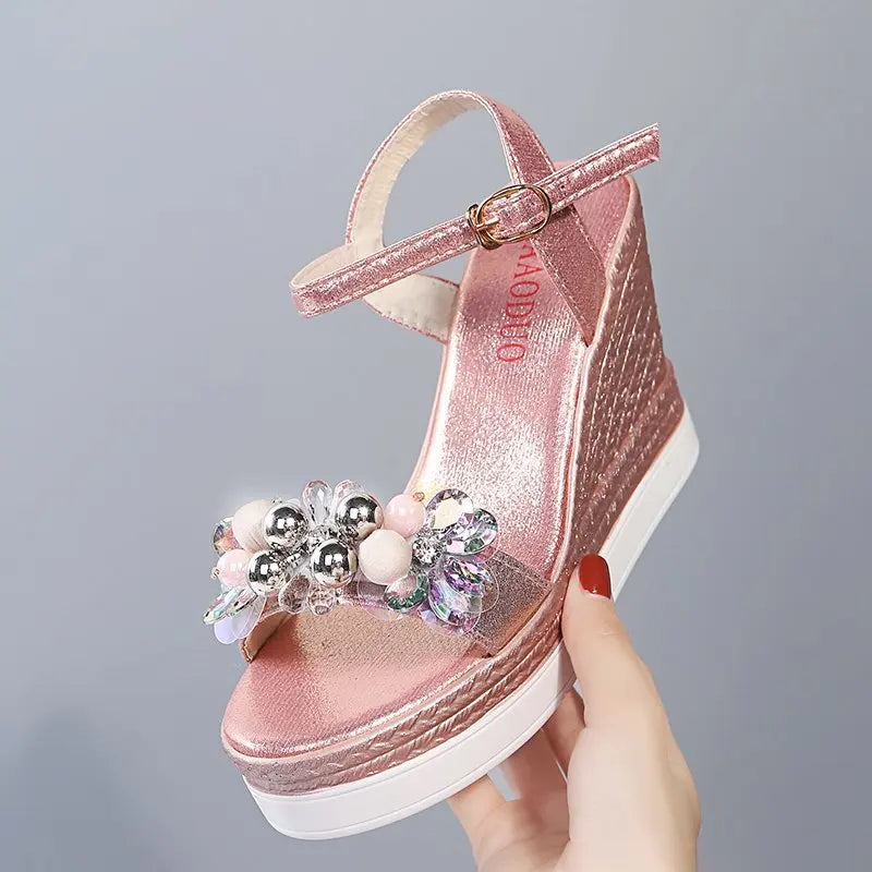 Hohe Wedges Sandalen Damen Schick