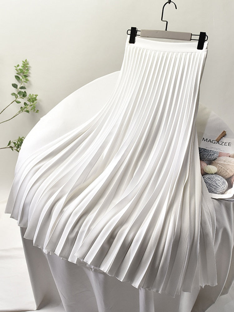 Designer Plisseerock Damenrock Hohe Taille Elegant Luxus