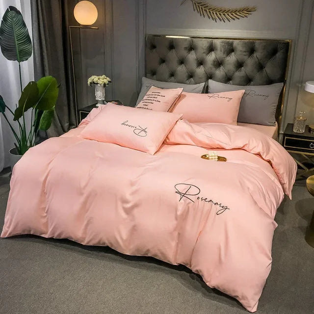 Luxus Bettwäsche mit Stickdesign Elegante Schlafzimmer