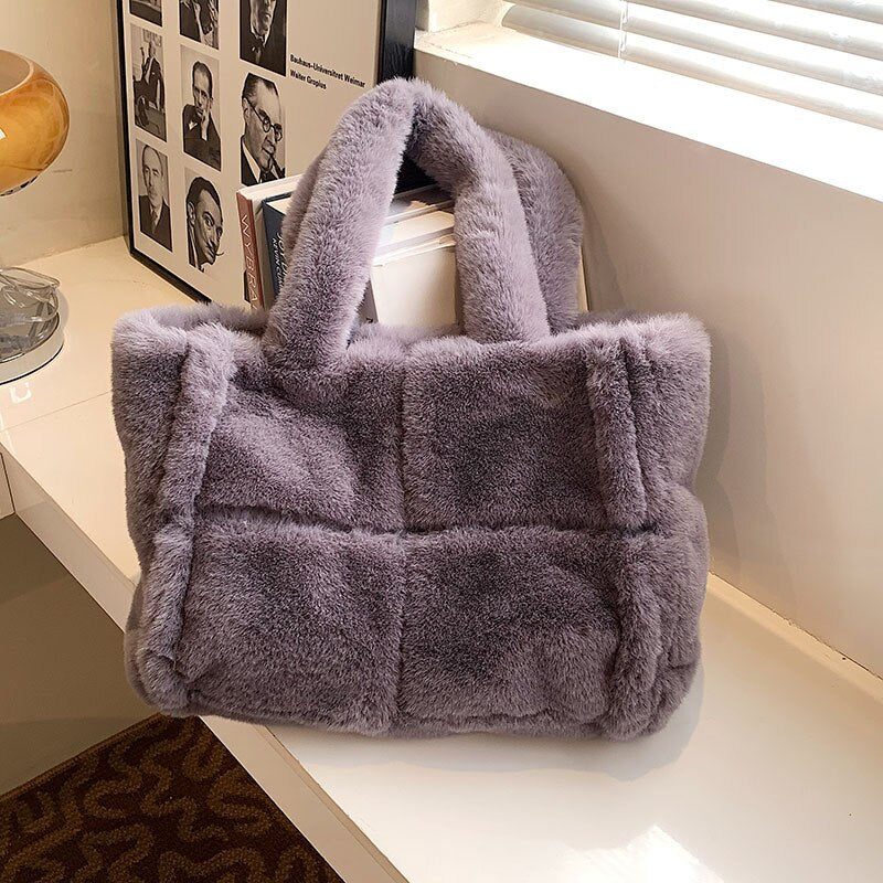 Weiche Plüsch Handtasche Damen Winterlich Elegant