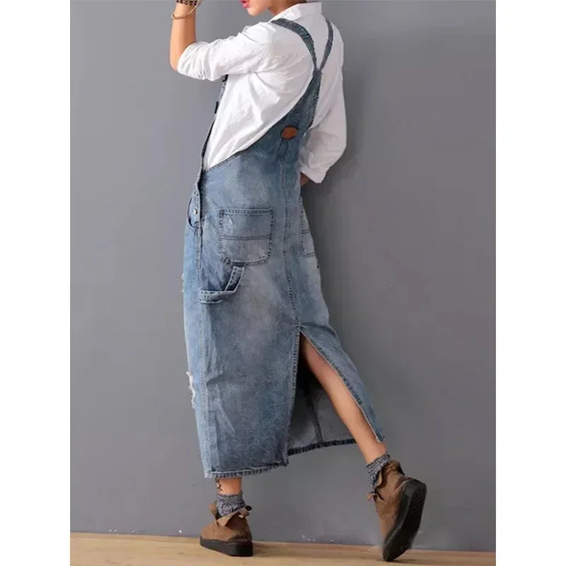 Kleid Trägerkleid Denim Lässig Sommer