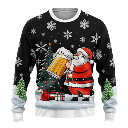 Herren Weihnachtspullover Lustig Bier Motiv