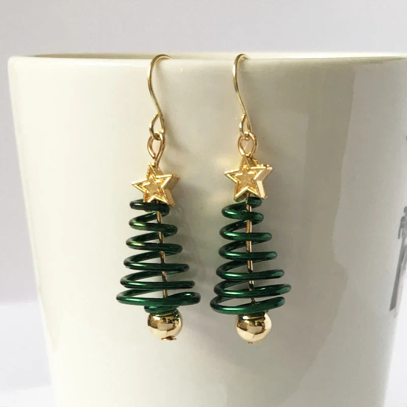 Weihnachtsbaum Ohrringe Spiral Dangle Glitzer