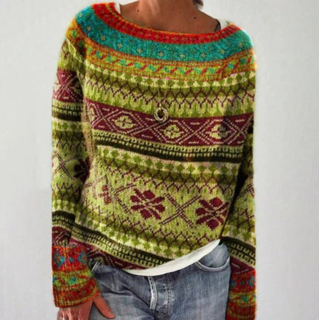 Damen Pullover Weihnachten Nordisch Warm