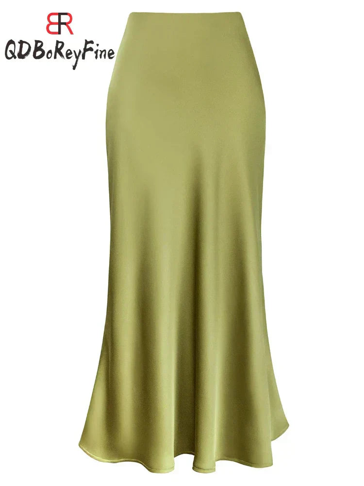 Elegante Damen Maxi Röcke Schwarz Seide Sommer