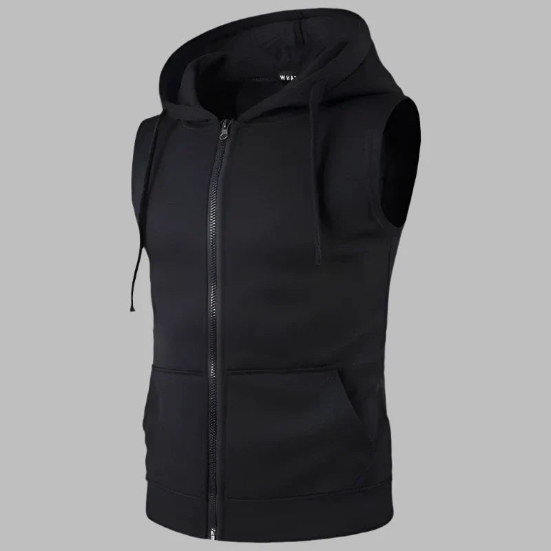 Herren Pullover Kapuzenpullover Ärmellos mit Reißverschluss