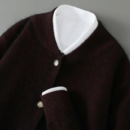 Damen Strickjacke Weich mit Knöpfen Vorne