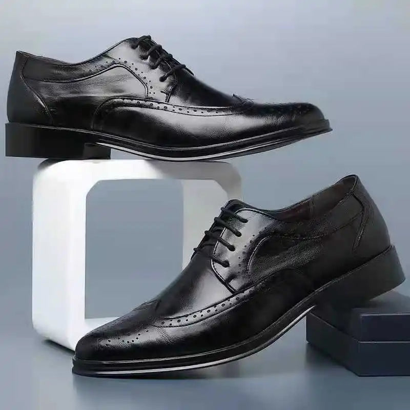 Herren Anzug Schuhe Bequem Oxford Schuhe Schwarz