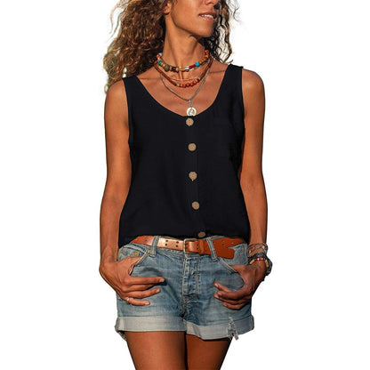 Damen Tanktop mit Knöpfen und Seitentasche