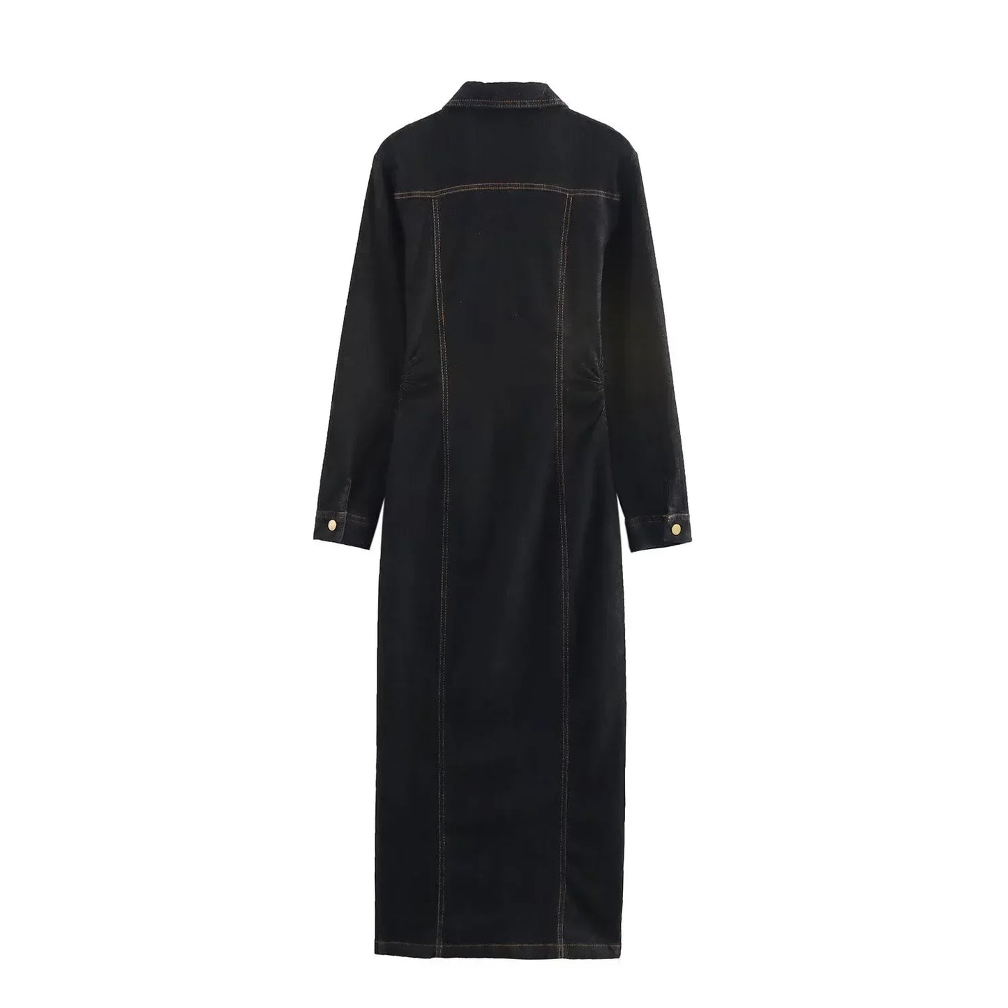 Damen Jeanskleid Langärmlig Knopfleiste Modern