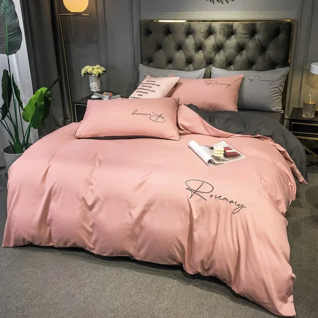 Luxus Bettwäsche mit Stickdesign Elegante Schlafzimmer