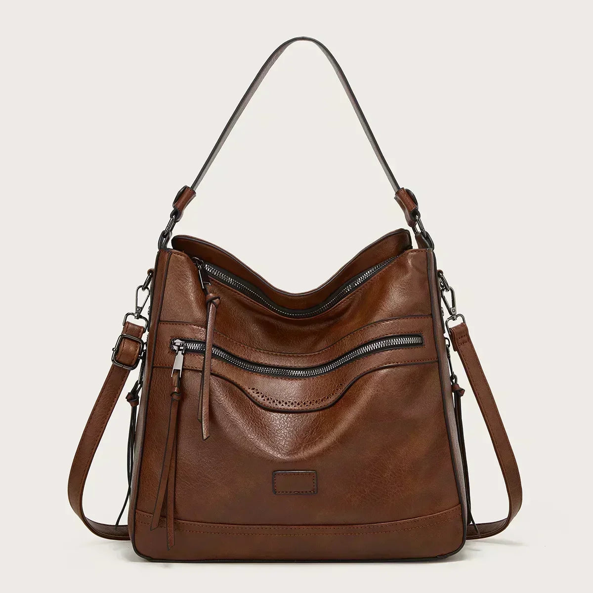 Leder Umhängetasche Elegante Damenhandtasche Schwarz