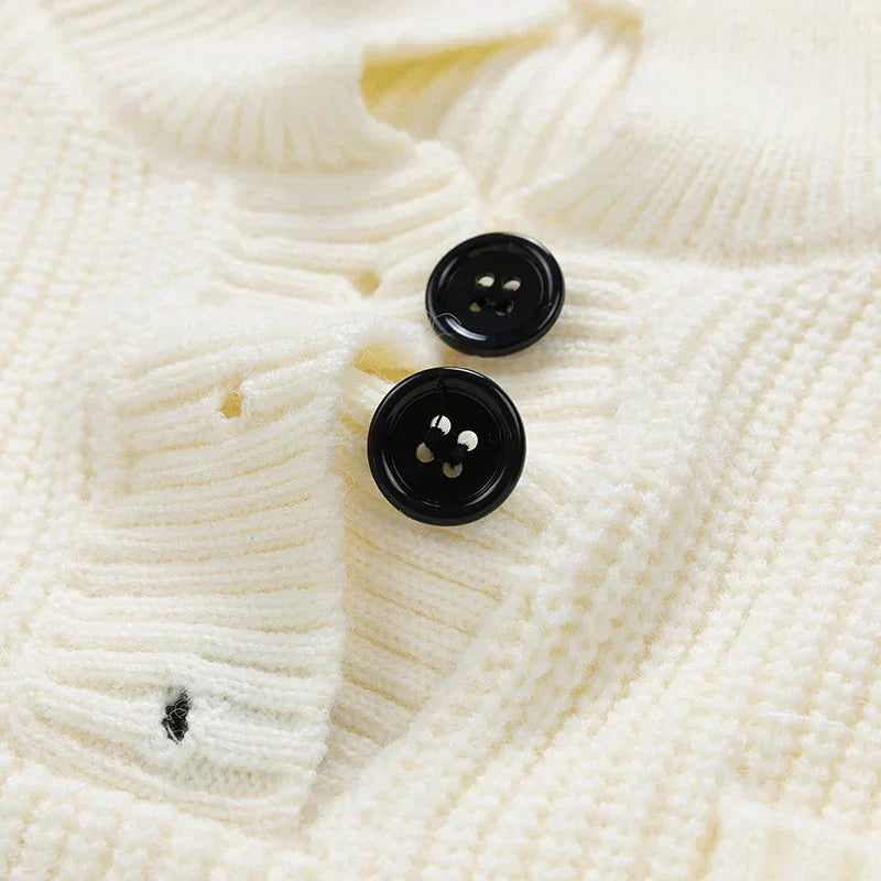 Herren Strickpullover Winter Warm Mit Knöpfen