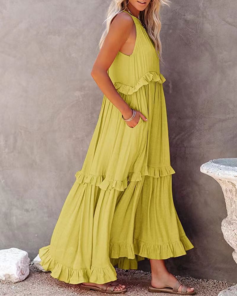 Sommerkleid Damen Modern Geschnürt Frühlingslook