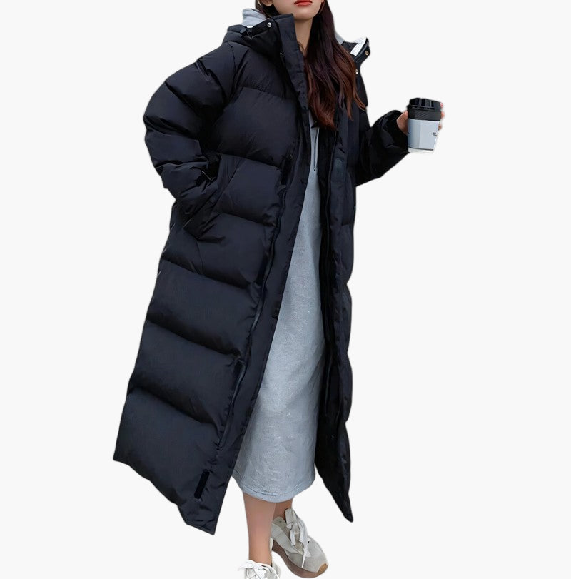 Damen Wintermantel Lang Kapuzen Puffer Warm
