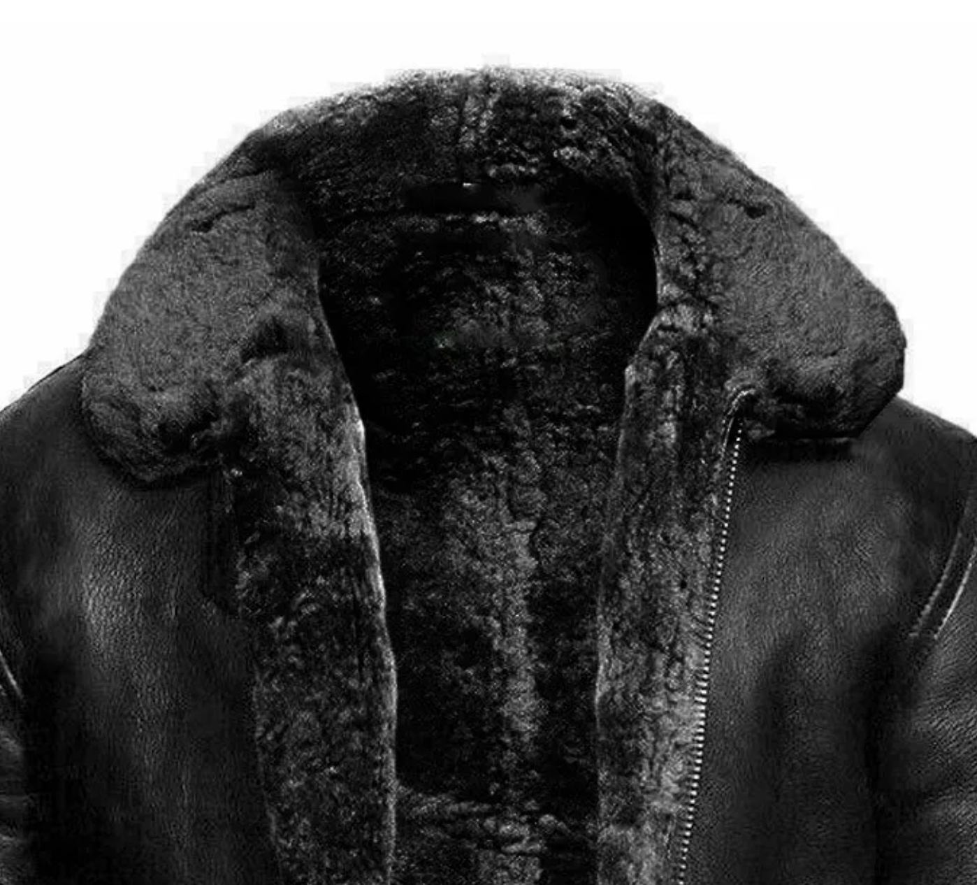 Lederjacke Shearling Luxusleder Schwarz