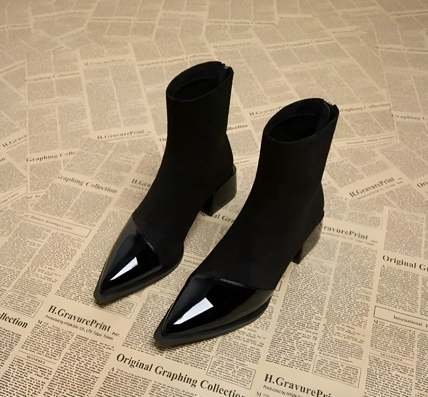 Damen Winter Stiefel Mit Blockabsatz Schwarz