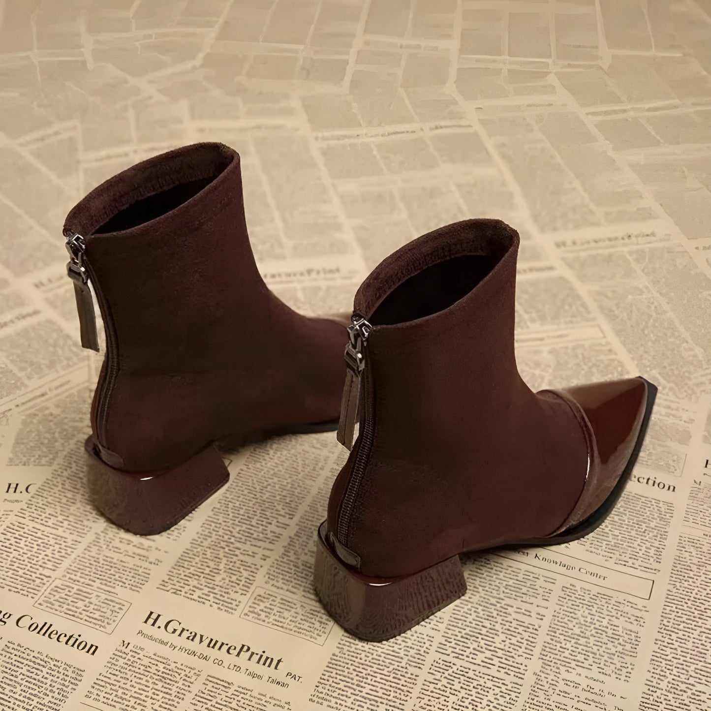 Damen Winter Stiefel Mit Blockabsatz Schwarz