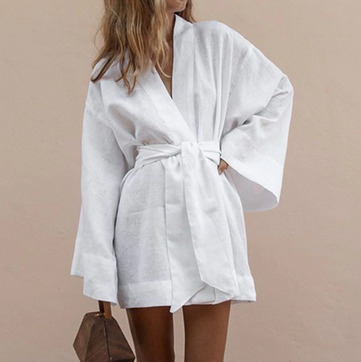 Luxus Kimono mit Gürtel Elegantes Abendkleid