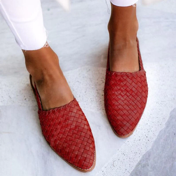 Damen Slingback Ballerinas Geflochtene Schuhe Frühling
