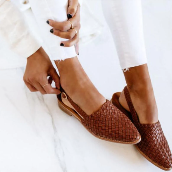 Damen Slingback Ballerinas Geflochtene Schuhe Frühling - BerlinGlamour