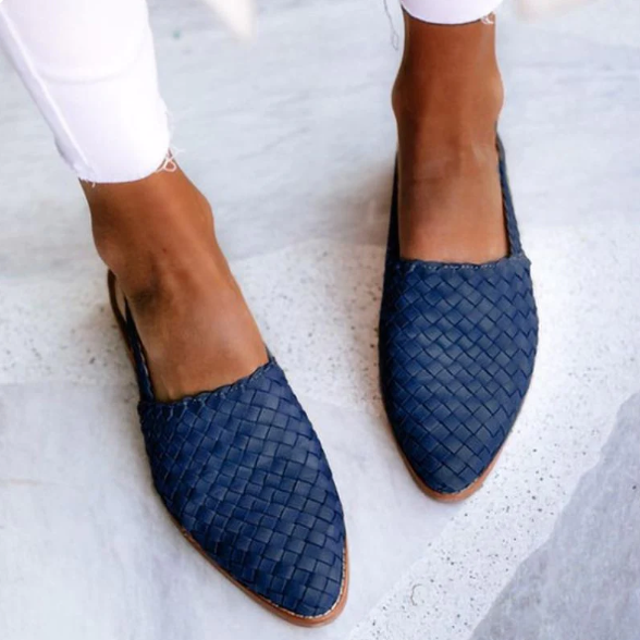 Damen Slingback Ballerinas Geflochtene Schuhe Frühling