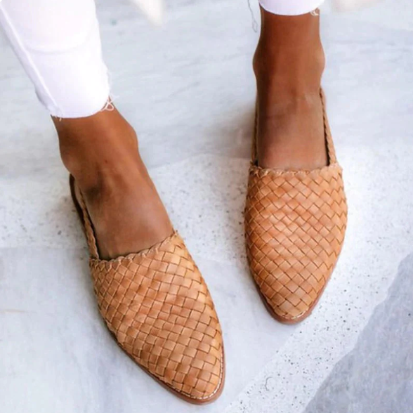 Damen Slingback Ballerinas Geflochtene Schuhe Frühling