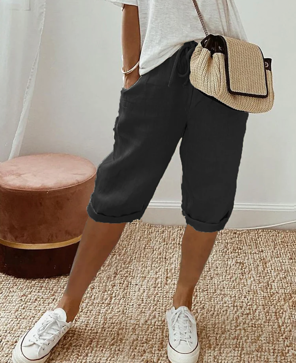 Kniehose Damen Kurz Trendy Modisch