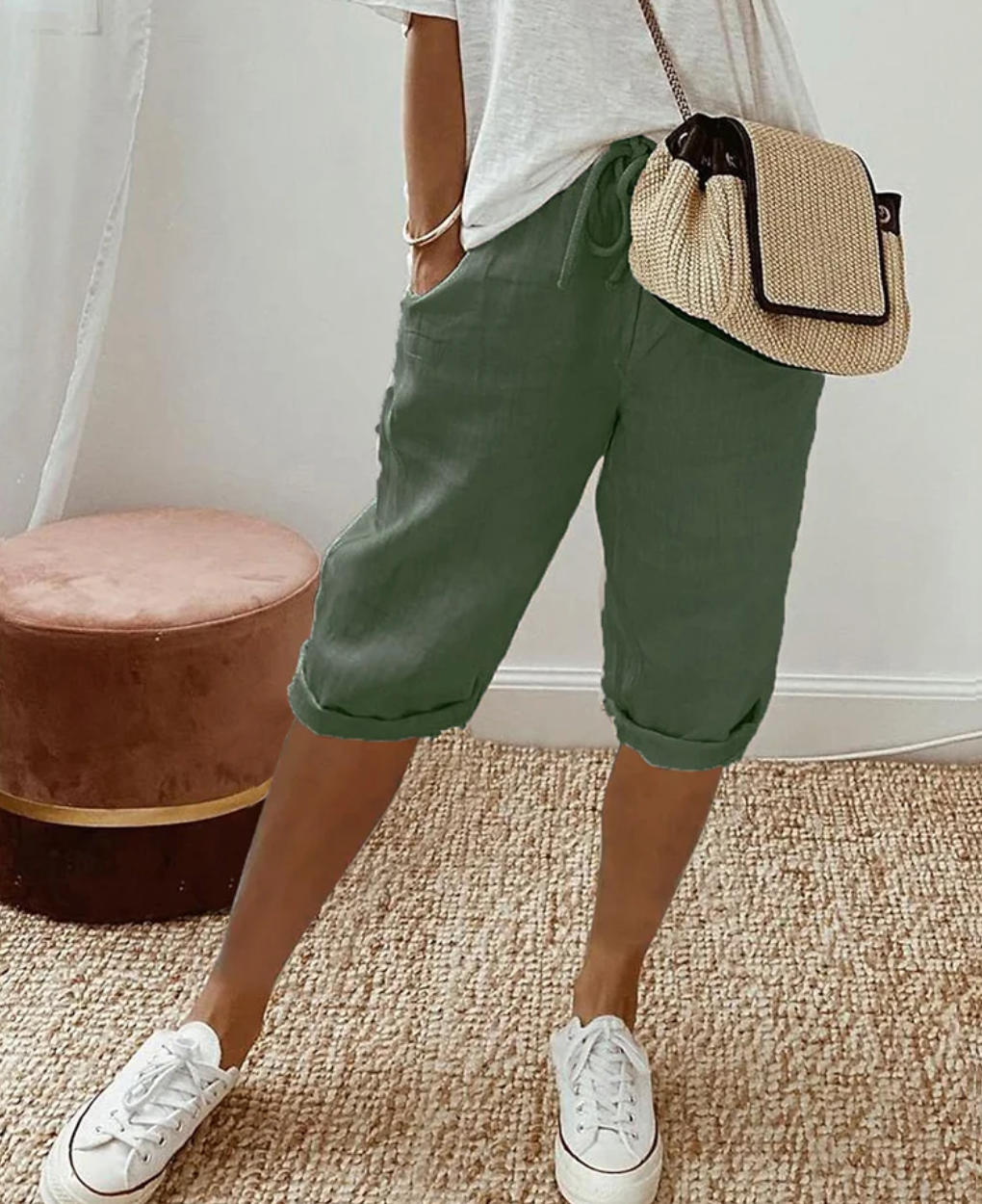 Kniehose Damen Kurz Trendy Modisch