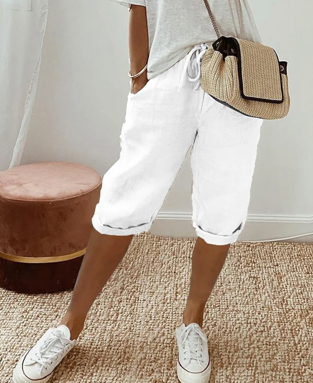 Kniehose Damen Kurz Trendy Modisch
