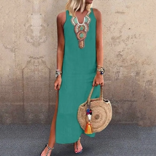 Boho Chic Kleid Lang Geschnürt Frauen