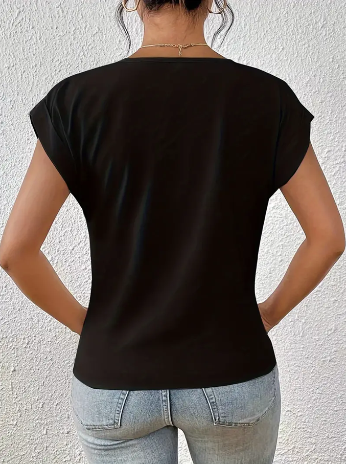 Weibliches V-Ausschnitt-Oberteil Damen Top